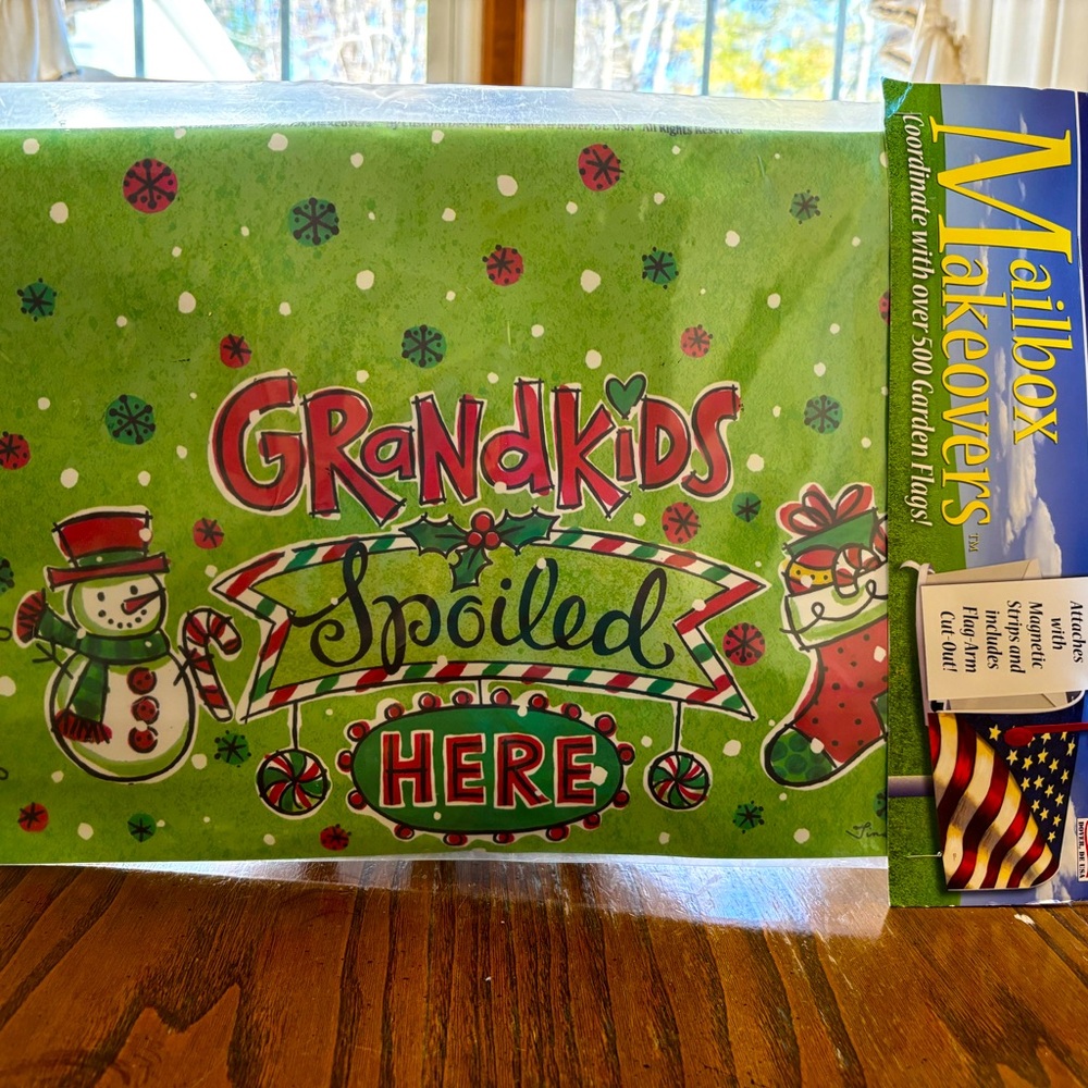 NWT Standard Mailbox Cover for Christmas
“Grandkids Spoiled Here”/Never Opened